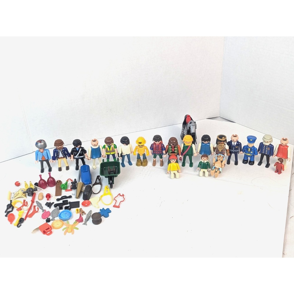 Playmobil Figure Lot of 20 with Accessories & Horse Mixed Parts Bundle‎ Vintage